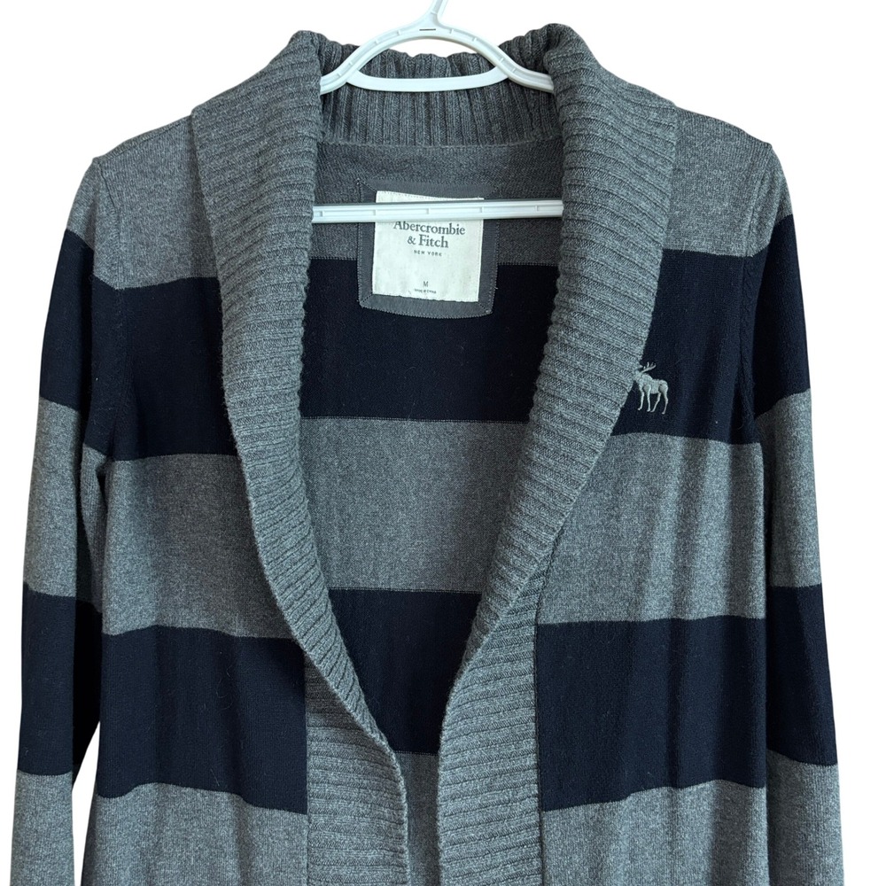 Abercrombie & Fitch Womens size Medium Y2K Shawl Collar Striped Cardigan Sweater - Picture 5 of 10